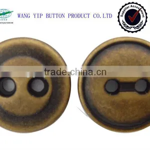 11mm Hot Sale Antique Brass 2 Holes Metal Buttons thumbnail-1