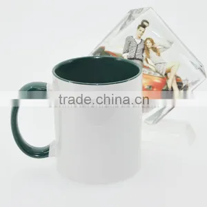 Sunmeta 11oz Sublimation Inner & Handle Color Mug Blue Color DIY White Mug for Gift thumbnail-4