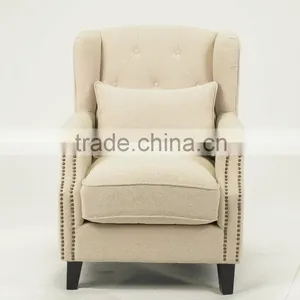 Living Room Use Button Design 1 Seat Wooden Sofa Wooden Fabric Sofa(KS-904-1) thumbnail-2