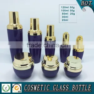 Purple Colored Cosmetics Glass Serum Dropper Bottle and Skin Face Cream Jar With Silver Cap thumbnail-1