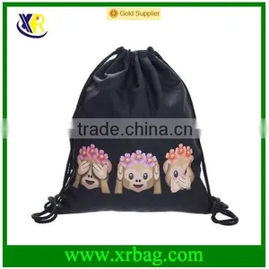 Women Mochila Man Sport Gym Bags Travel Backpack Monkey Printed Black Drawstring Bag thumbnail-1