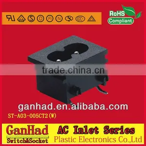 IEC8 Male AC Power Socket of Right Polarity PCB Mounting thumbnail-1