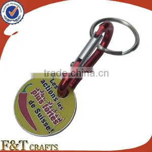Custom Design Token Trolley Coin Supermarket With Carabiner Keychain thumbnail-2