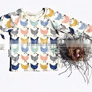 (chicken T-shirt)6M-4Y Hot Sell Spring/summer 100% Cotton Long Sleeve Tops Chicken Printed Baby t Shirt for Toddler thumbnail-1