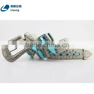 Cowboy Crystal Full Grain Horse Hide Leather Belt With Hair thumbnail-5