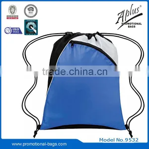 Promotional Drawstring Bag Custom With One Front Zipper Pocket thumbnail-5