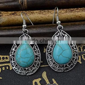 Designs New Retro Nation Bohemian Style Butterfly Turquoise Earrings Wedding Jewelry thumbnail-4