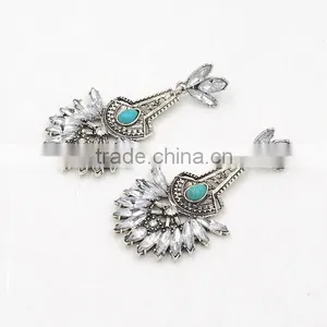 Wholesale Good Quality Vintage Crystal Turquoise Tassels Dangle Earrings For Women thumbnail-1