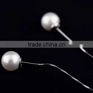 925 Stering Silver Natural Freshwater Pearl Earring Ear Line thumbnail-4