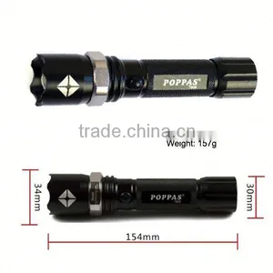 Promotion POPPAS T809 3W XPE Zoomable Bright Rechargeable Aluminium 18650 Battery Led Riot Flashilght thumbnail-5