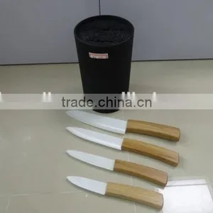 Bamboo Handle Ceramic Blade Knife Set in PP Strip Holder thumbnail-1