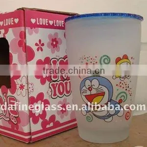 Decorative Frosted Water Drinking Cups With Glass Lid thumbnail-1