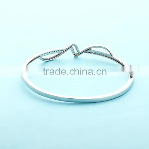 925 Sterling Silver Adjustable Wire Bangle Bracelet Wholesale Rhinestone Bangles SBG387W thumbnail-6