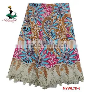 Newest Design Ankara Wax Mix Lace Fabric African Dutch Wax With Polyester Lace thumbnail-4
