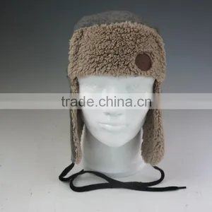 Fleece Winter Hat With Leather Patch thumbnail-2