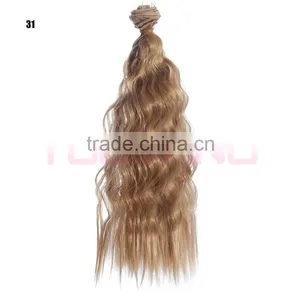 Low Price Blonde Synthetic Wavy Hair Extensions Weft Pieces Weaving Factory thumbnail-5