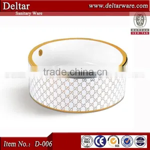 Sanitary Ware Made in China, Modern Bathroom Vanity With Gold Flower Picture, Coloured Bathroom Basins for Sale thumbnail-5