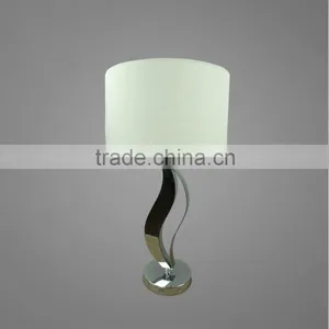 Chrome Plated Metal Base And Body With Fabric Lampshade Bedside Table Lamp Study Table Lamp thumbnail-1