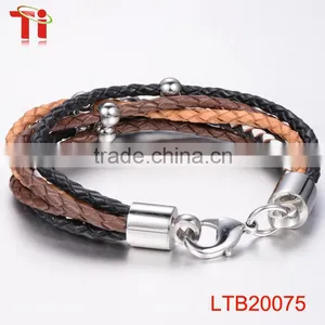LTB 20075 Aohua Braided Leather Bracelet With Beads Nappa Leather Bracelet Bracelet of Leather thumbnail-2