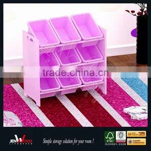 3 Tier 12 cm MDF Pink Finish Girl 9 Bin Toy Organizer thumbnail-1