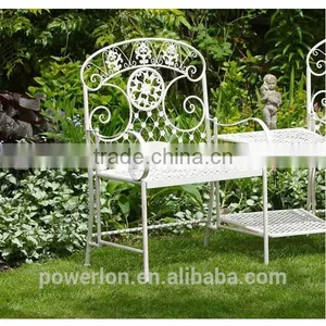 POWERLON Vintage 2 Seater Garden Bench Wrought Iron Outdoor Furniture thumbnail-5