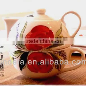 Porcelain Ceramic Tea for One With Flower Decal thumbnail-1
