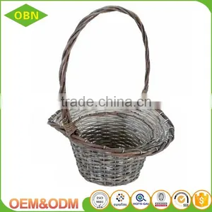 Vintage Handmade Indoor Willow Wicker Artificial Flower Girl Basket With Long Handle for Your Decoration thumbnail-4