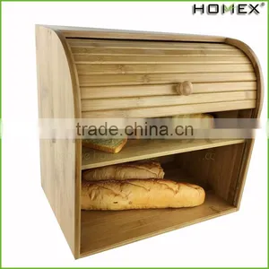 Bamboo Kitchen Double Bread Box /bread Bin Homex-BSCI thumbnail-1
