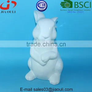 BSCI Audit Factory Easter Top Sale Ceramic Rabbit Figurines, White Porcelain Ceramic Rabbits thumbnail-1
