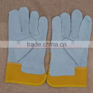 Color Safety Gloves,Cow Split Leather Work Glove,Leather Cotton Welding Gloves thumbnail-2