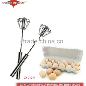 Stainless Steel Rotary Self-mixer Hand Push Miracle Whisk 12-inch thumbnail-1