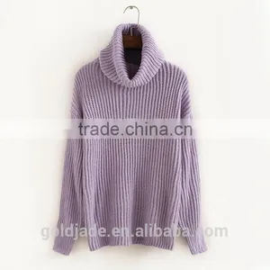 Fashion High Quality Long Sleeve Turtleneck Brown Pullover Sweaters for Women thumbnail-4