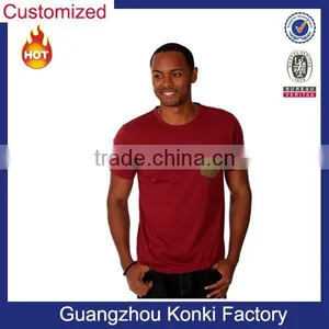 Men's Merlot Cotton Tshirt With Contrast Chest Pocket thumbnail-1