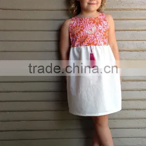 Fashion Printed Beach Girl Dress Of 9 Years Old With Front Tassel thumbnail-1