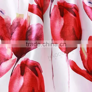 MGOO 2016 Imported OEM Services Red Color Ball Umbrella Skirts For Women Lily Flowers Print Skirt 15145B331 thumbnail-6