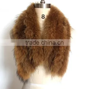 Myfur Natural Color Knitted Raccoon Fur Collar Factory Wholesale Fur Hood thumbnail-1