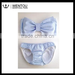 Monogrammed Seersucker Bow Bandeau thumbnail-3