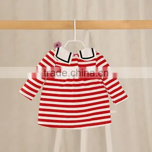Wholesale Long Sleeve Striped Casual Girls Beautiful Baby Dresses thumbnail-2