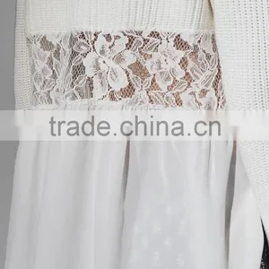 Fashion Women Knit Top Sweater With Lace Trim Pullover thumbnail-4