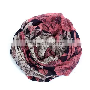 Voile Scarves & Wraps Rectangle Multicolor Flower Scarf Custom thumbnail-3