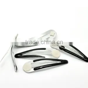 Fashion Silver Tone Enamel Black Snap Barrettes Metal Snap Hair Clips thumbnail-3