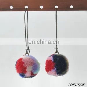 Fashion Colorful Fluffy Earrings Pom Pom Earrings thumbnail-5