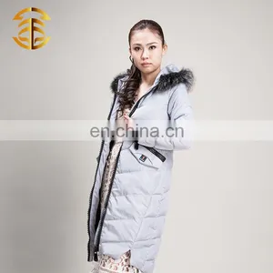 Wholesale Colorful Hooded China Ladies Long Down Jacket thumbnail-1