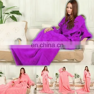 Winter Warm Woven Fleece Adults Kids TV Blanket With Sleeves thumbnail-1