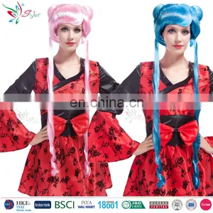Hot Sale Cosplay Party Synthetic Fibre Pink Blue Ponytail Wig thumbnail-1