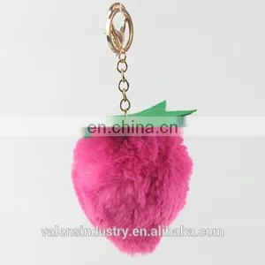 Wholesale Pom Pom Keychain 24 Hour Pom Poms Faux Rabbit Fur Strawberry Shape for Girls' Bag Accessories Car Pendant thumbnail-1