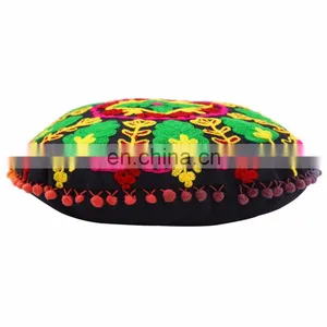 Suzani Pillows Pom Pom Indian Cushion Cover Vintage Throw Pillowcases Home Decor thumbnail-2