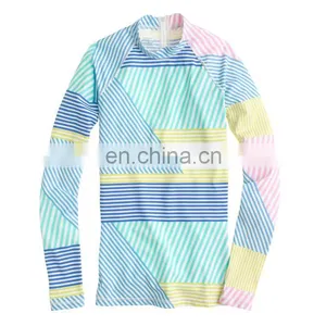 Custom Printed New Rash Guard in Mix Stripe, Women Rash Guard thumbnail-1