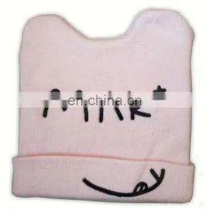 Custom Made Your Own Logo Embroidery Knit Beanie With Leather Patch Mens 100% Acrylic Unisex Beanies thumbnail-4