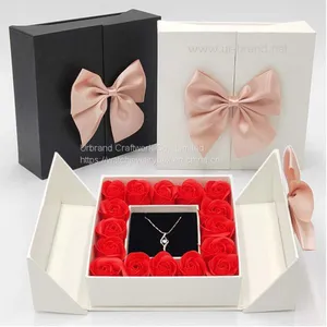 Luxury Square Double Door Flower Gift Box For Jewelry Gift Paper With Logo Design thumbnail-2